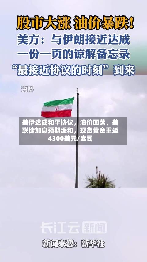 美伊达成和平协议,油价回落、美联储加息预期缓和,现货黄金重返4300美元/盎司